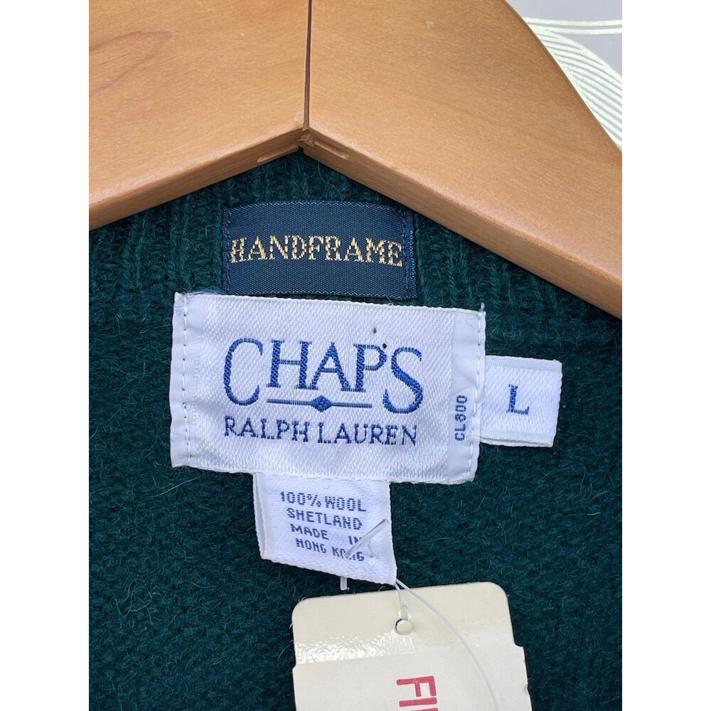 Chaps Ralph Lauren Handframe Wool Sweater Large Hunter Green Heritage Core - Picture 7 of 11